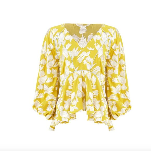 HUNTER BELL Mustard Grayson Top Size Small - Picture 2 of 8